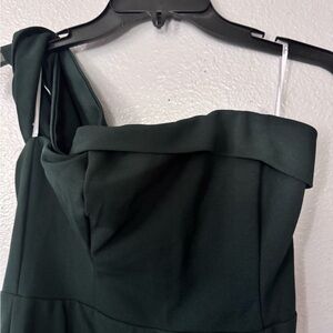 Lulu's One Shoulder Dark Green Dress.